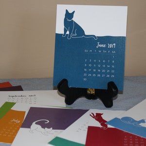 SALE 2024 Desk Calendar with Wooden Easel Stand Color Cat Calendar Option for No Easel image 2