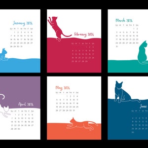 SALE 2024 Desk Calendar with Wooden Easel Stand Color Cat Calendar Option for No Easel image 4