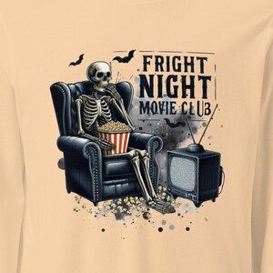 Halloween Fright Night Movie Club Skeleton Graphic Unisex Long Sleeve Tee