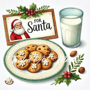 Cookies for Santa Clipart: Christmas JPG Images (Digital Download)