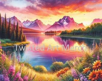 Imágenes prediseñadas digitales de atardeceres - 10 descargas JPG - 3000 x 3000 px - Para tarjetas, álbumes de recortes, diarios y manualidades.