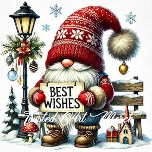 Clipart di gnomi di Natale - 10 JPG di gnomi con auguri di Buon Natale, Buone Feste, I migliori auguri - Cardmaking, Scrapbooking, Collages - 3000 x 3000px