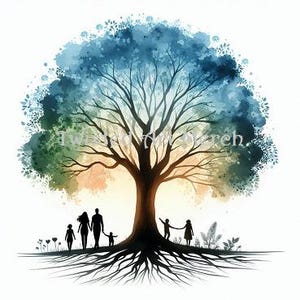 Family Tree Clipart - 10 Family Tree JPGs - 3000 x 3000px - Cardmaking, Collages, Genealogy, Tree Maker