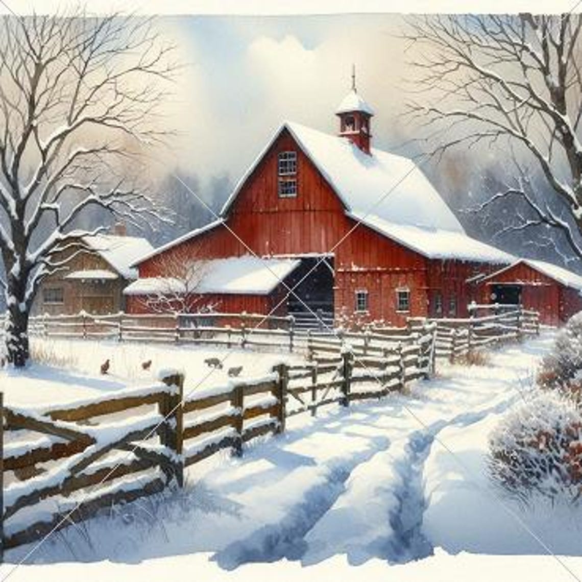 Winter Barn Scene Clipart: Seasonal Jpgs (digital Download) - Etsy