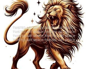 Majestic Lion Art: immagini PNG impressioniste ad acquerello (download digitale)