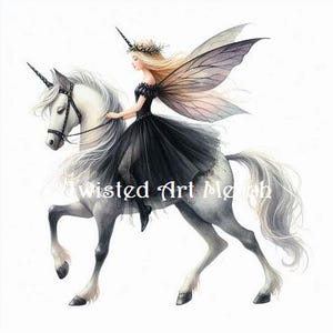 Clipart licorne féerique - 10 fichiers JPG de licorne féerique - créatures mythiques, fée, fée, licorne, fabrication de cartes, artisanat, scrapbooking