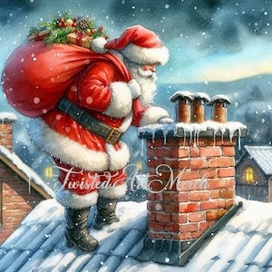 Santa Claus Christmas Clipart: Holiday JPG Images (Digital Download