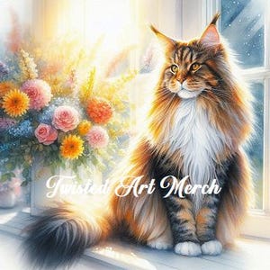 Aquarell Katze Clipart - 10 Digitale JPGs - 3000 x 3000px - Maine Coon, Glücksbringer, Tuxedo, Schildpatt, RussischBlau, Siam, Persisch, Tabbies