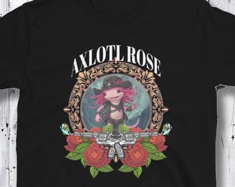 Axolotl Rose T-Shirt, Amphibian Lover Gift