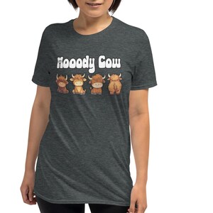 Funny Highland Cow T-Shirt, Moody Cartoon Cow Print Tee image 9