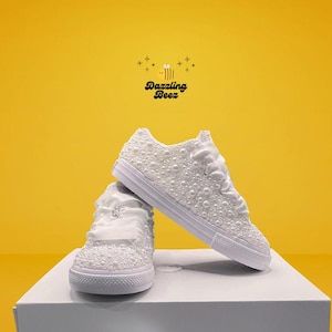 Custom Pearl and Rhinestone Converse All Star Sneakers-Baby/Toddler/Little Kids
