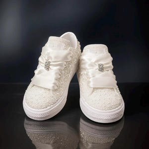 Custom Converse All Star-sneakers met parel en strassteentjes voor kinderen: baby/peuter/kleine kinderen