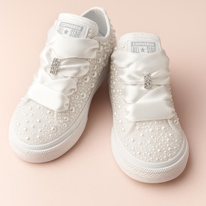 Children’s Custom Pearl and Rhinestone Converse All Star Sneakers-Baby/Toddler/Little Kids