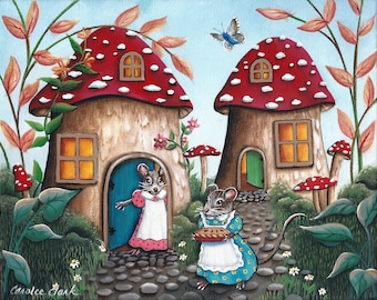 I Wish You Lived Next Door - 8 x 10 Print of Original Acrylic Mouse Painting by Carolee Clark