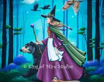 Woodland Witch - 8 x 10 Print of Original Acrylic Painting by Carolee Clark