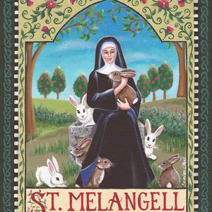 Saint Melangell - 8 x 10 Print of Original Acrylic Painting by Carolee Clark