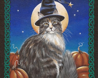 Merlin - 8 x 10 Print of Original Acrylic Cat Painting by Carolee Clark