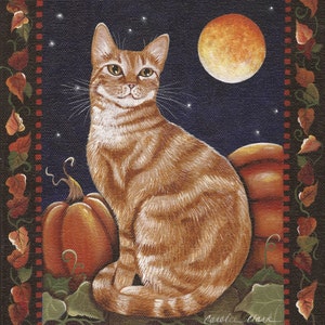 Hubba&#39;s Halloween - 8 x 10 Print of Original Acrylic Cat Painting by Carolee Clark