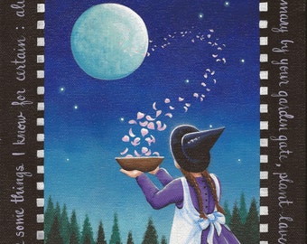 Spellcasting - 8 x 10 Print of Original Acrylic Witch Painting by Carolee Clark