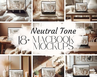 Macbook Mockup Bundle | 18+ Realistic Laptop Mockups, Neutral Device Mock Ups, Marketing Template for Content Creator, Canva, Web Designer