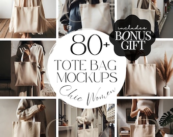 80+ HUGE Canvas Bag Mockup Bundle | Chic Women Blank Tote Bag Mock Up Social Media Mock-Ups, Canva Template for Print on Demand Etsy Sellers