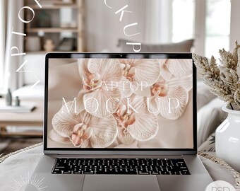 Laptop Mockup | Hampton Macbook Pro Screen Mock Ups, Social Media Cover, Website Mocks for Etsy Sellers, PSD Smart Object, Product Marketing