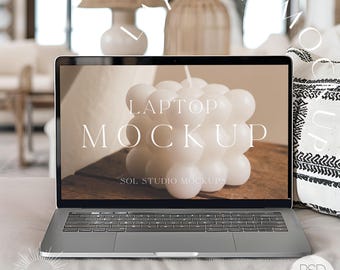 Laptop Mockup | Elegant Macbook Pro Screen Mock Ups, Social Media Cover, Website Mocks for Etsy Sellers, PSD Smart Object, Product Marketing