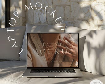 Laptop Mockup | Villa Macbook Pro Screen Mock Ups, Social Media Cover, Website Mocks for Etsy Sellers, PSD Smart Object, Product Marketing