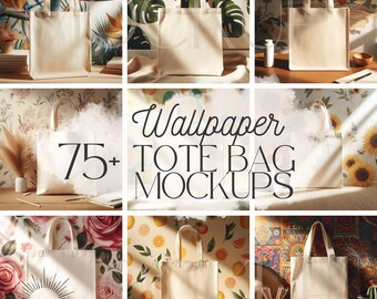 75+ Tote Bag Mockup Bundle | Wallpaper Backdrop | Canvas Totes Mock Ups for Print on Demand Etsy Sellers  | Printify Mocks | Canva Template