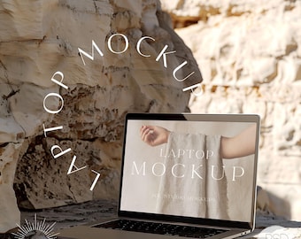 Laptop Mockup | Rocky Macbook Pro Screen Mock Ups, Social Media Cover, Website Mocks for Etsy Sellers, PSD Smart Object, Product Marketing
