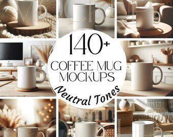 140+ Must-Have Coffee Mug Mockup Bundle | Neutral | 11 oz Mug Mockup for Print on Demand Etsy Sellers | Canva Template | Branding Shop Kit