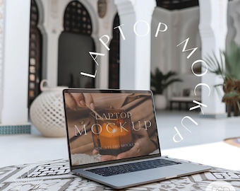 Laptop Mockup | Moroccan Villa Macbook Pro Screen Mock Ups, Social Media Cover, Website Mocks for Etsy Sellers, PSD Smart Object, Marketing