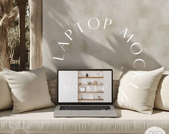 Villa Laptop Mockup Macbook Pro Screen Neutral Mock Up Social Media Cover Website Mocks for Etsy Sellers  Product Marketing PSD Smart Object
