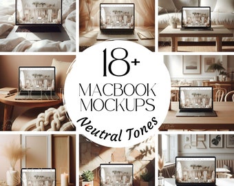 18 + Macbook Mockup Bundle | Realistic Laptop Mockups | Neutral Device Mock Ups | Marketing Template for Etsy Sellers | Canva | Web Designer