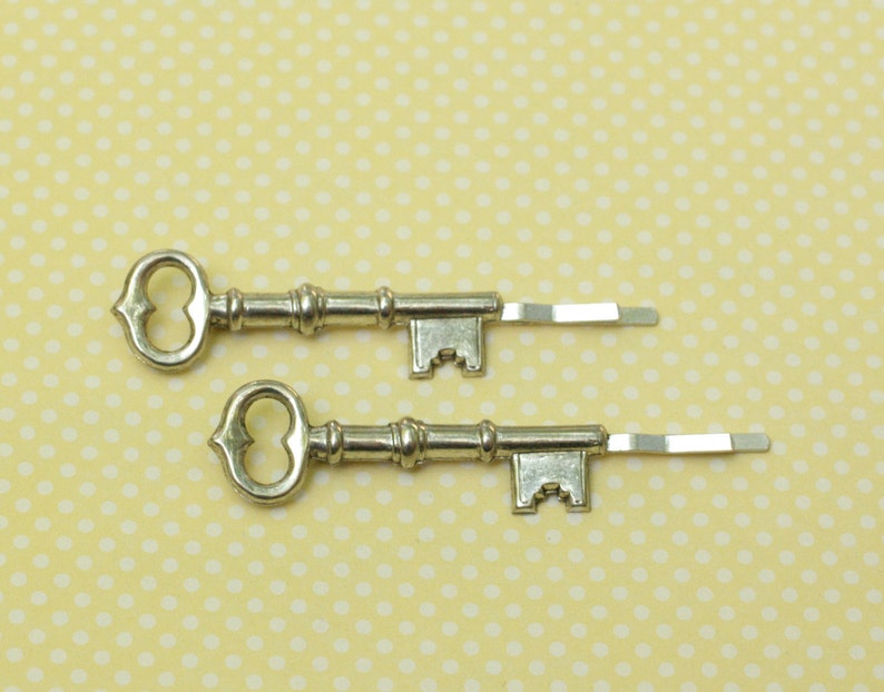 Skeleton Key Hair Pins Silver Bobby Pins Retro Hair Slides Etsy