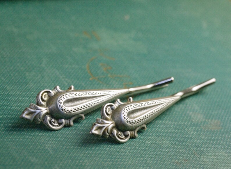 Bridal Bobby Pin Set Victorian Silver Vintage Style Hair Etsy