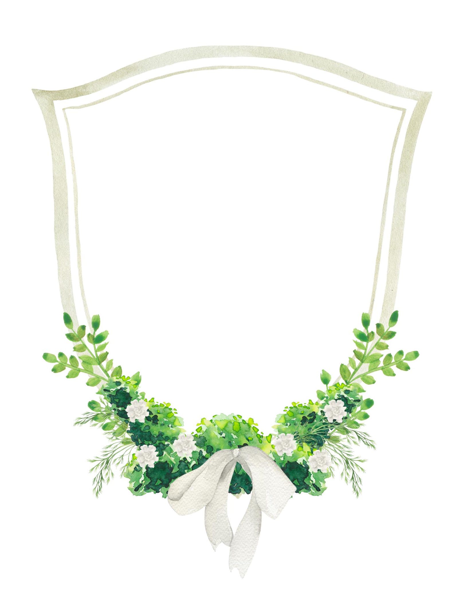 Family Crest - Wedding Ribbon Regency Greenery Digital Watercolor ...