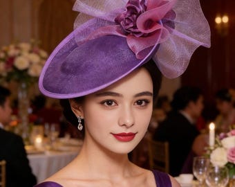 Tocado de red con flores para bodas, carreras, Ascot y Kentucky con banda y clip