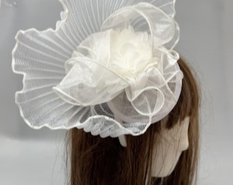 White Flower Fascinator Hat: Tea Party, Wedding, Kentucky Derby Clip Fascinator