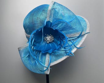 Flower Feather Sinary Fascinator Hatinator Weddings Races, Ascot, Kentucky Hat