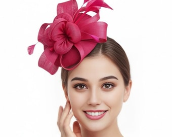 Feather Fascinator Hatinator Weddings Races, Ascot, Kentucky Hat with Band & Clip