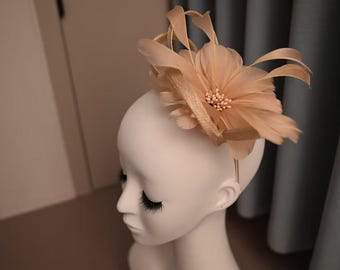 Women's Feather Floawer Fascinator Tea Party Hat with Alligator Clip Church Kentucky Derby Hat