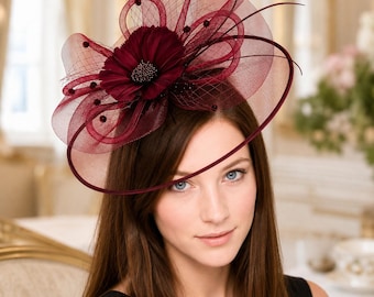 Sombrero de fiesta de té con tocado de malla floral, sombrero para la iglesia, el Derby de Kentucky y para bodas.