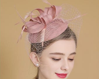 Flower Fascinator Tea Party Hat with Veil Church Kentucky Derby Hat