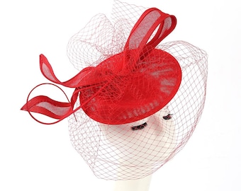 Fascinator Tea Party Hat with Veil Church Kentucky Derby Hat