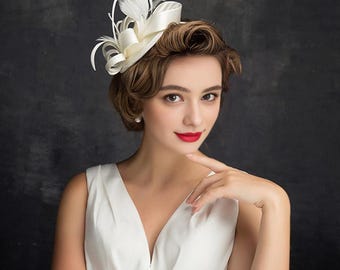 Feather Fascinator: Wedding Tea Party, Kentucky Derby Hat
