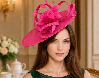 Tocado de plumas para mujer, ideal para bodas, carreras de caballos, Ascot y Kentucky. Incluye banda y clip.