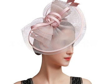 Sombrero tocado de plumas para mujer con diadema, elegante sombrero para el Derby de Kentucky.