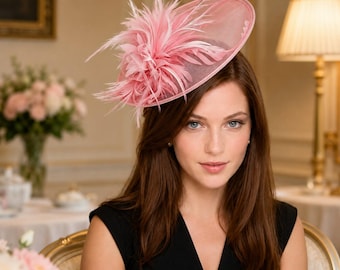 Tocado de plumas para mujer, sombrero para fiesta de té, iglesia, Derby de Kentucky, tocado para boda.