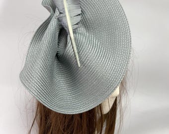 Kentucky Derby Fascinator Hat  Wedding Tea Party Headpiece Gray